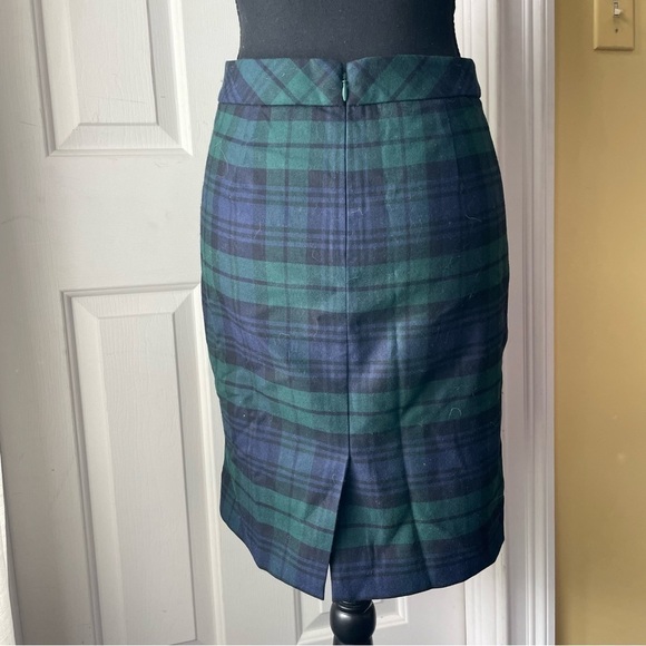 𝅺j Crew Blackswatch Plaid Pencil Skirt size 0 - Picture 4 of 5